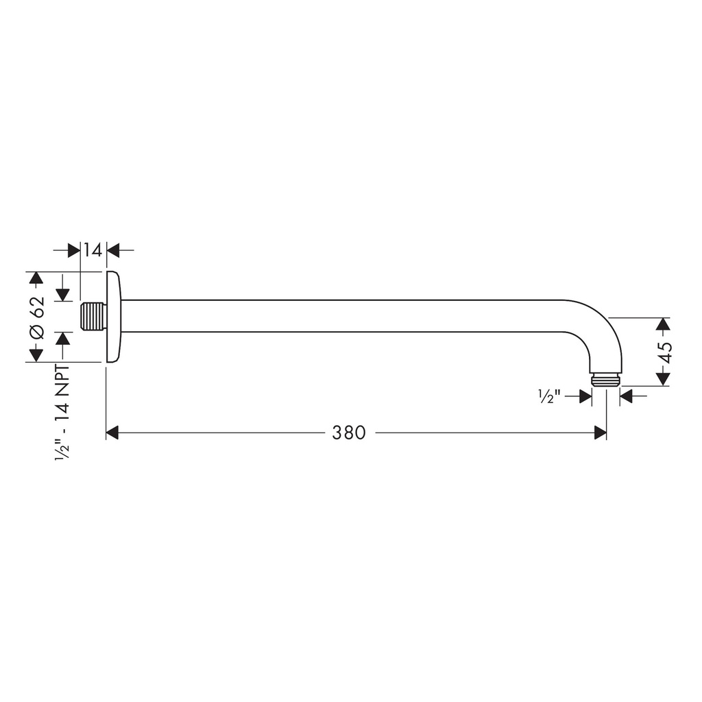Hansgrohe 27413671 Shower Arm 15" Matte Black