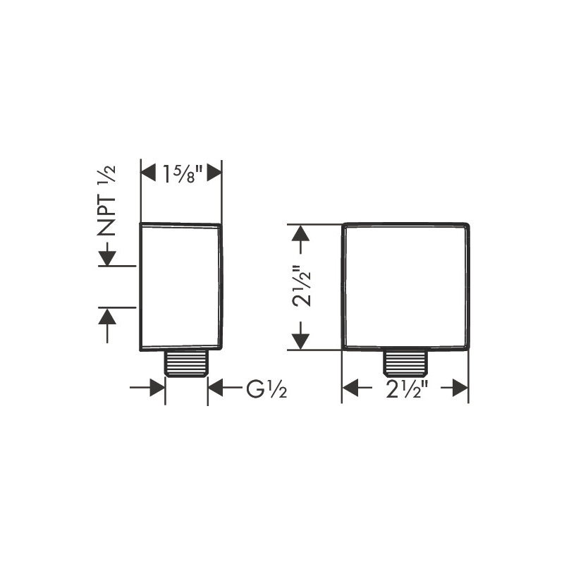 Hansgrohe 36732821 Axor Square Wall Outlet With Check Valves