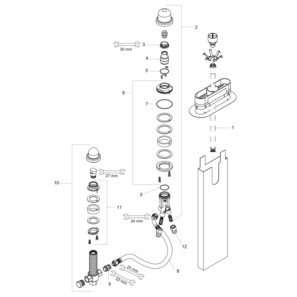 Hansgrohe 15487181 Rough, 3-Hole Roman Tub Set With Single Handle