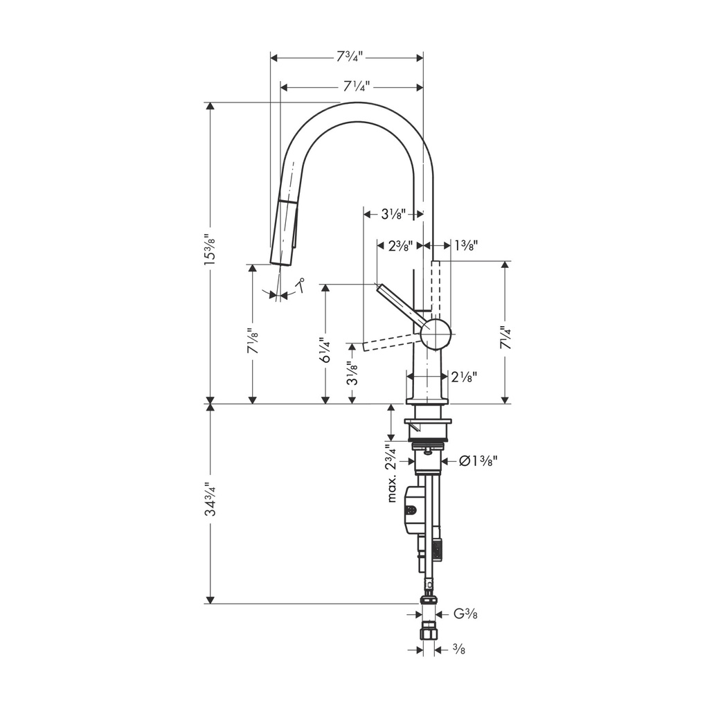 Hansgrohe 72846671 Single Handle A-Shaped Pull-Down Kitchen Faucet Matte Black