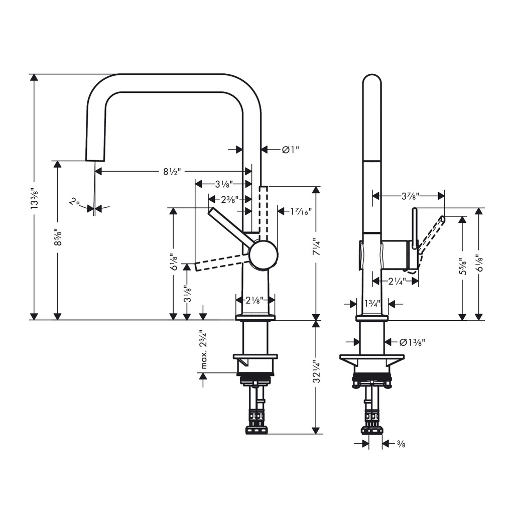 Hansgrohe 72806671 Single Handle U-Shaped Kitchen Faucet