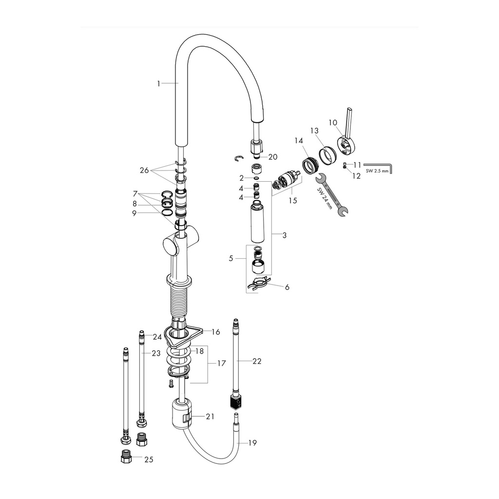 Hansgrohe 72800801 Talis N HighArc O-Style Pull-Down Kitchen Faucet Steel Optic