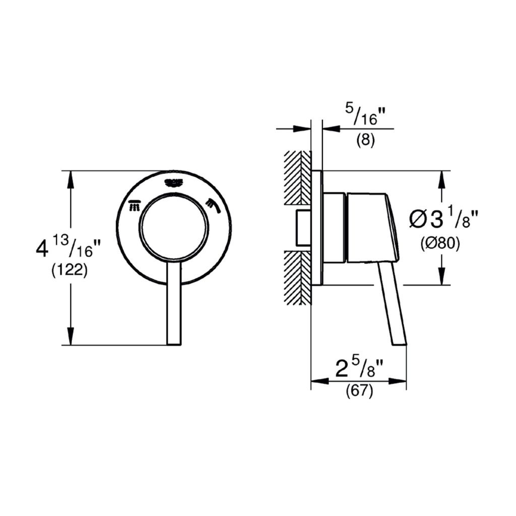 Grohe 291062431 3-Way Diverter Trim Matte Black