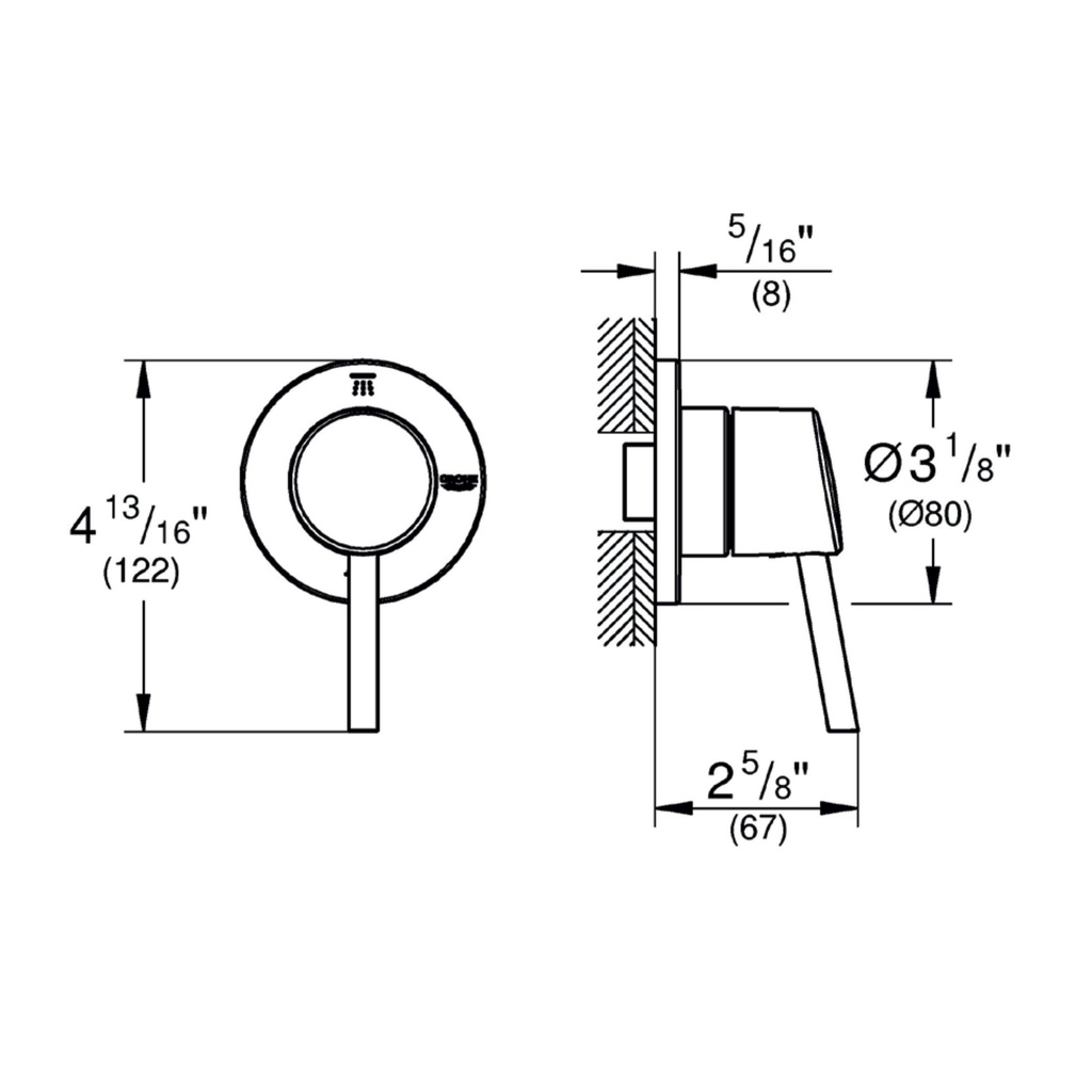Grohe 291082431 Concetto 2 Way Diverter Trim (Shower head/Hand Shower)