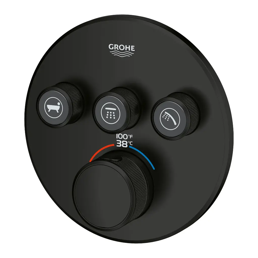 Grohe 291382430 Grohtherm Smartcontrol Triple Function Thermostatic Trim Matte Black