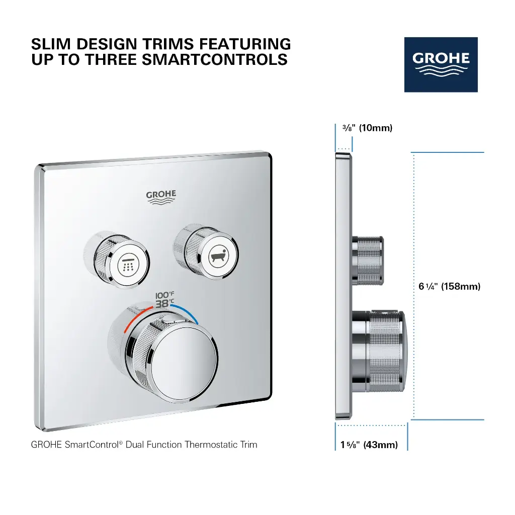 Grohe 291412430 Dual Function Thermostatic Valve Trim Matte Black