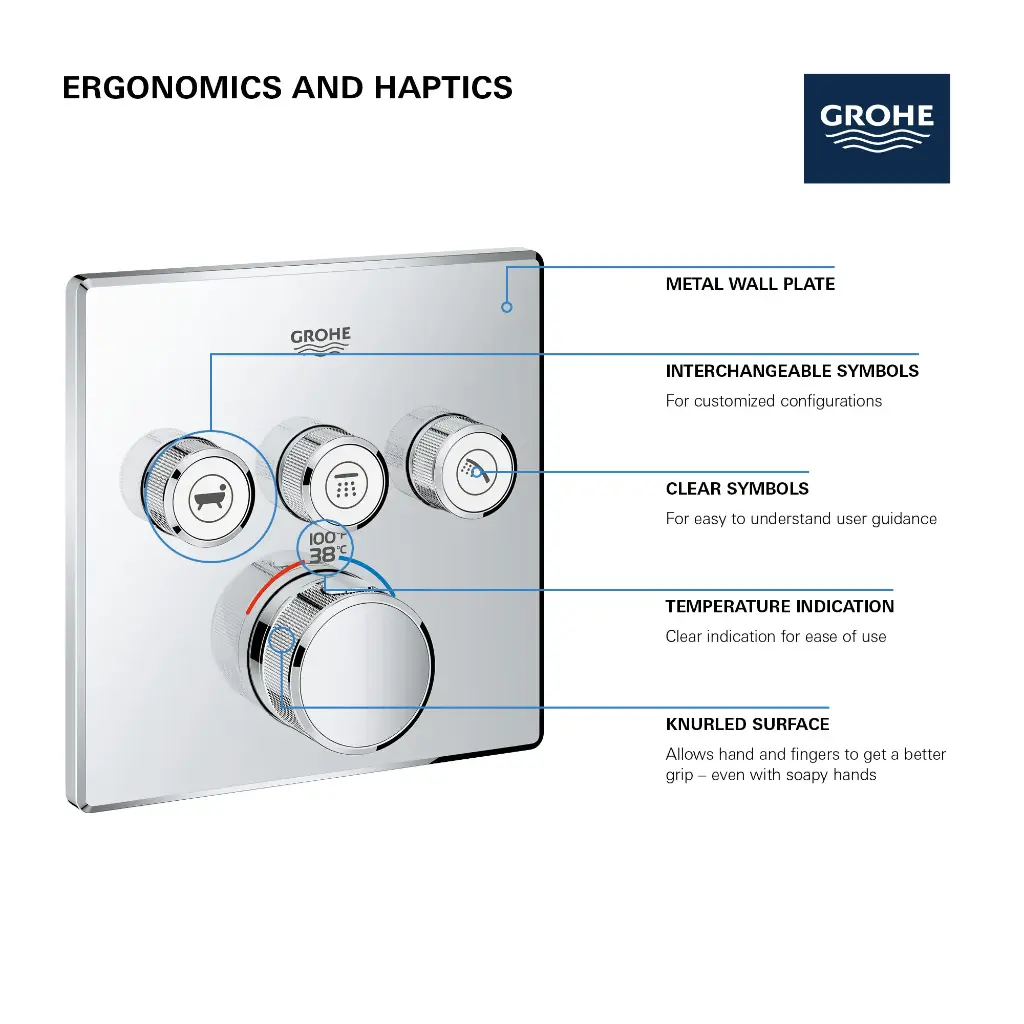 Grohe 29142GN0 Triple Function Thermostatic Valve Trim Brushed Cool Sunrise
