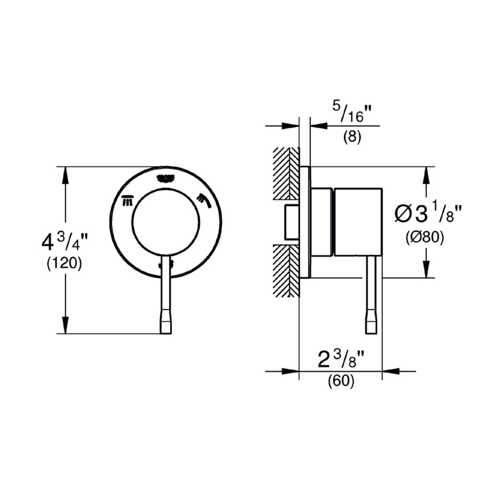 Grohe 292032431 Essence 3-Way Diverter Trim