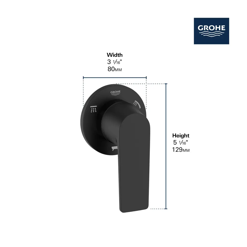 Grohe 293012430 3-Way Diverter Trim Matte Black