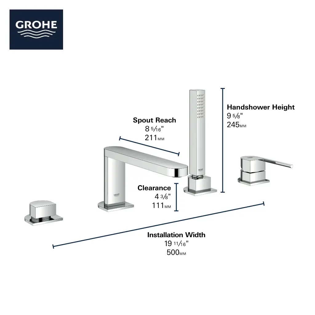 Grohe 29307En3 Plus 4-Hole Roman Tub Filler Brushed Nickel