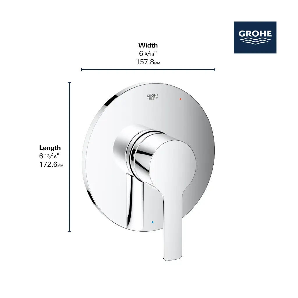 Grohe 293302430 Pressure Balance Valve Trim With Cartridge Matte Black