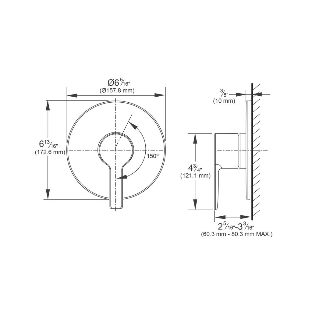 Grohe 29330A00 Pressure Balance Valve Trim With Cartridge Hard Graphite