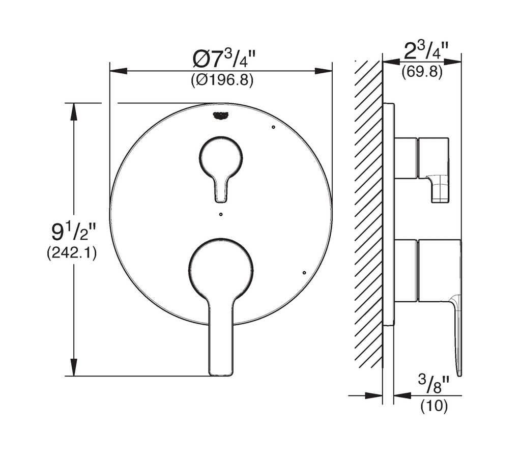 Grohe 29421000 Lineare PBV Trim W 2-Way Div Us Chrome