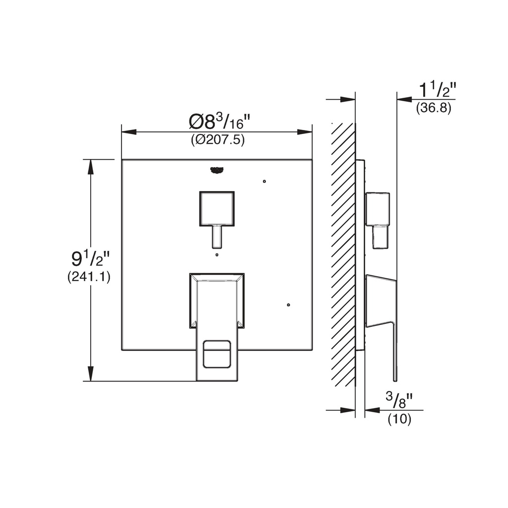 Grohe 29422000 Eurocube PBV Trim W 2-Way Div Us Chrome