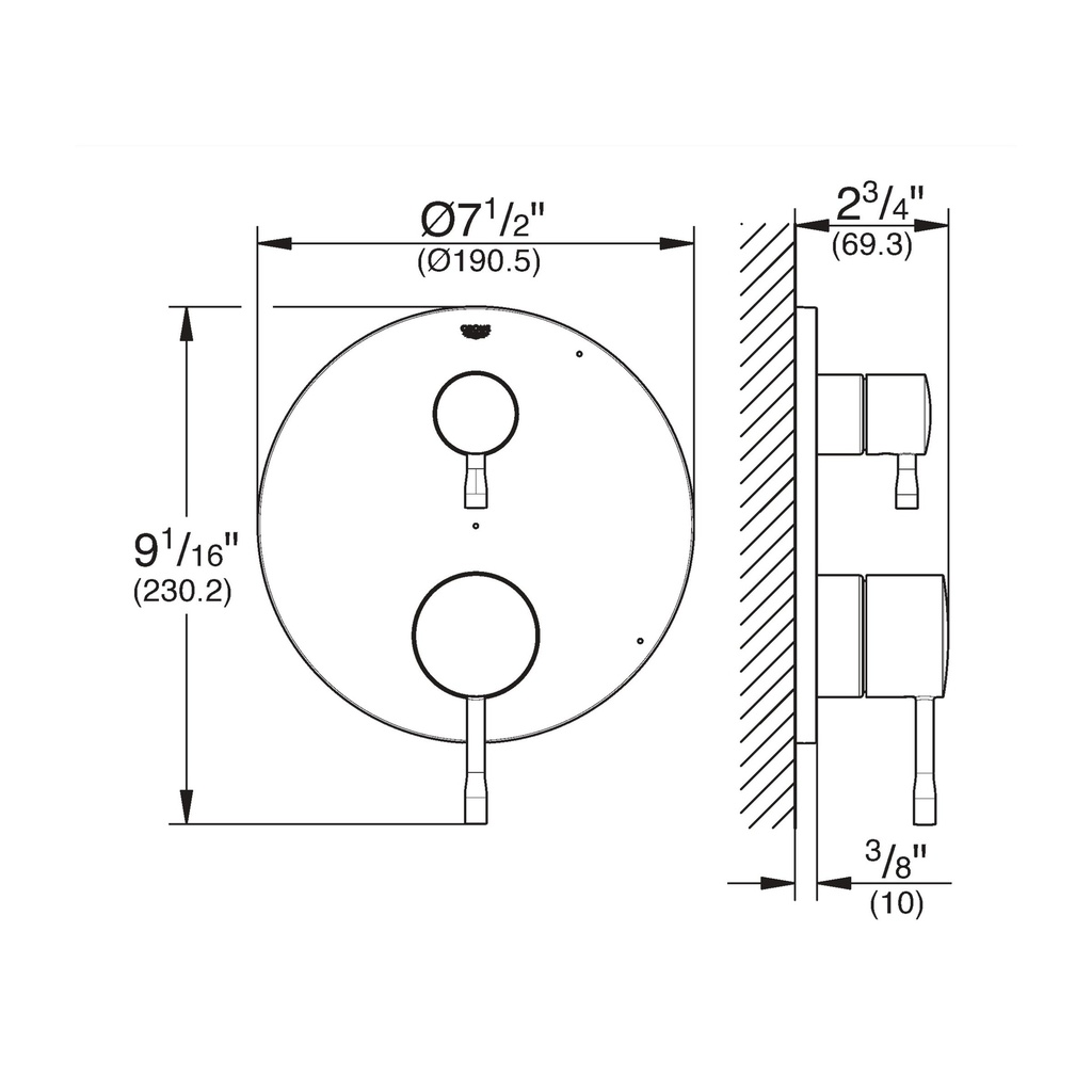 Grohe 29423A00 Timeless PBV Trim W 2-Way Div Us Hard Graphite