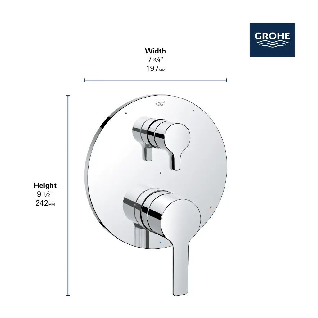Grohe 29424A00 Lineare PBV Trim W 3-Way Div Us Hard Graphite