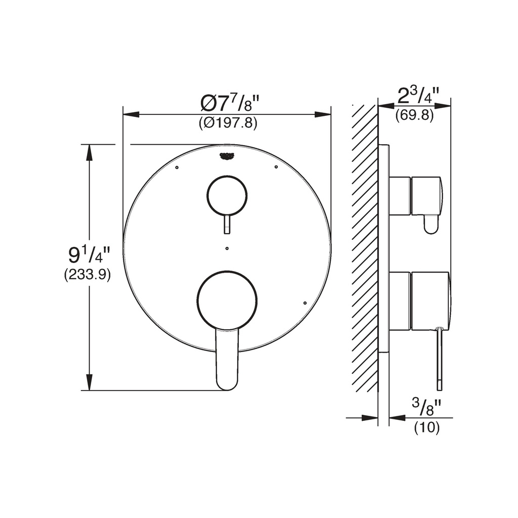 Grohe 29425EN0 Cosmopolitan PBV Trim W 3-Way Div Us Brushed Nickel