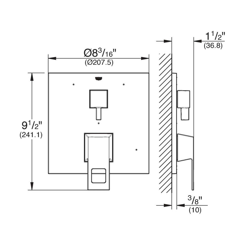 Grohe 29426A00 Eurocube PBV Trim W 3-Way Div Us Hard Graphite