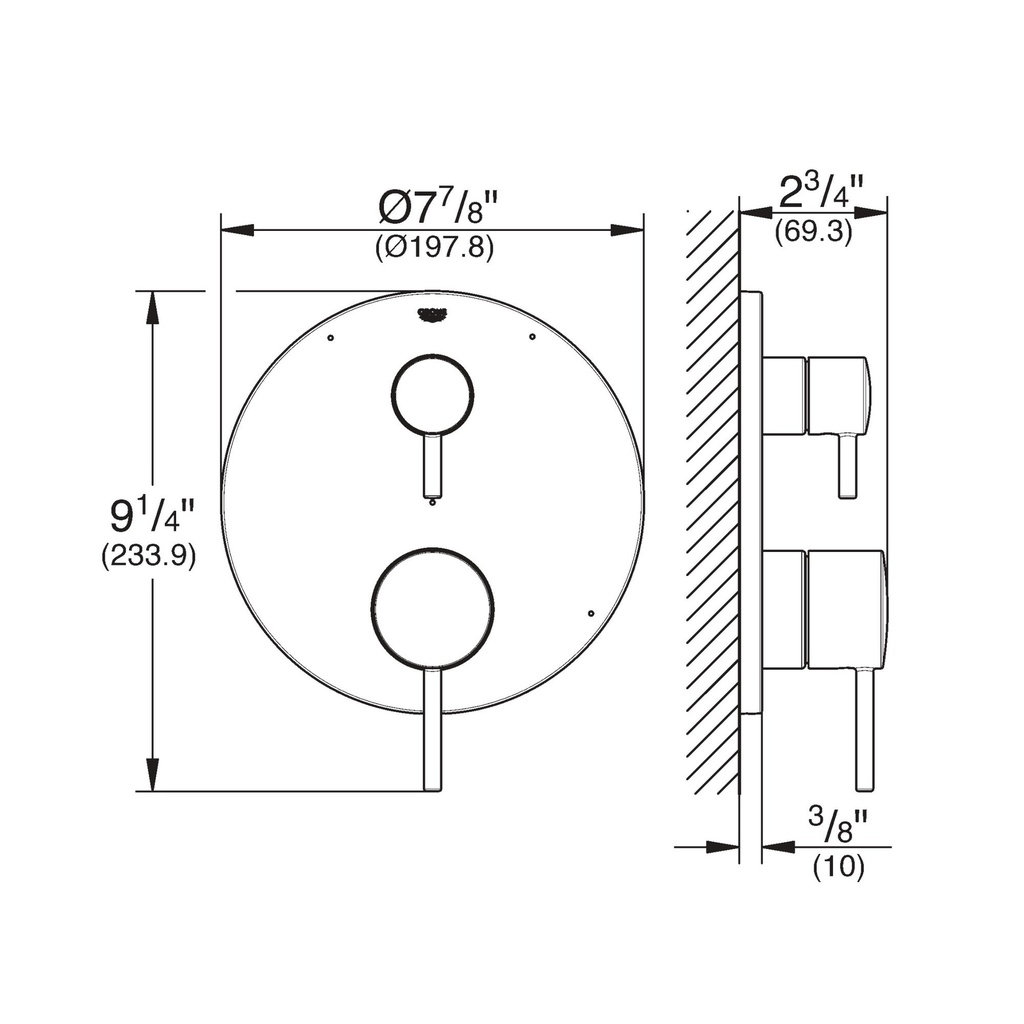 Grohe 29427GN0 Timeless PBV Trim W 3-Way Div Us Brushed Cool Sunrise