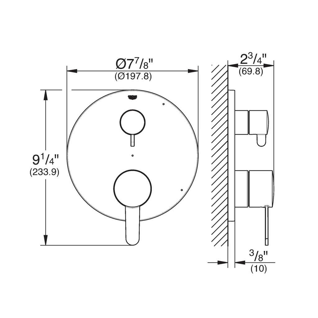 Grohe 29434EN0 Cosmopolitan PBV Trim W 2-Way Div Us Brushed Nickel
