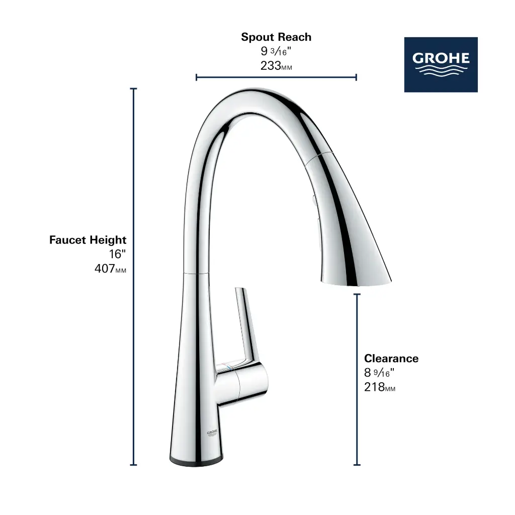 Grohe 30205002 Ladylux L2 Touch Triple Spray Pull-Down Chrome