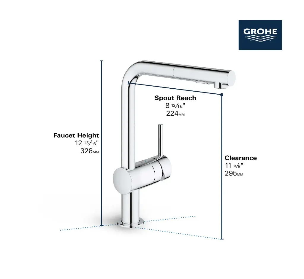 Grohe 303002430 Minta Single Handle Pull-Out Kitchen Faucet Dual Spray 6.6 L/Min (1.75 Gpm) Matte Black