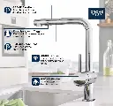 Grohe 30300GN0 Minta Single Handle Pull-Out Kitchen Faucet Dual Spray 6.6 L/Min (1.75 Gpm) Brushed Cool Sunrise