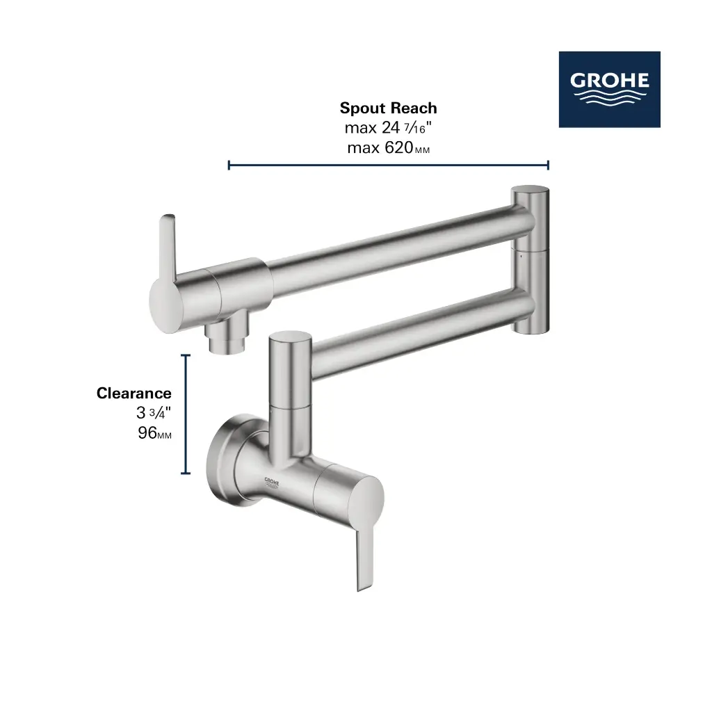Grohe 310752432 2-Handle Wall Mount Pot Filler Matte Black