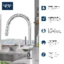 Grohe 31378GN3 Minta Single Handle Pull Down Kitchen Faucet Dual Spray 6.6 L/Min (1.75 Gpm) Brushed Cool Sunrise