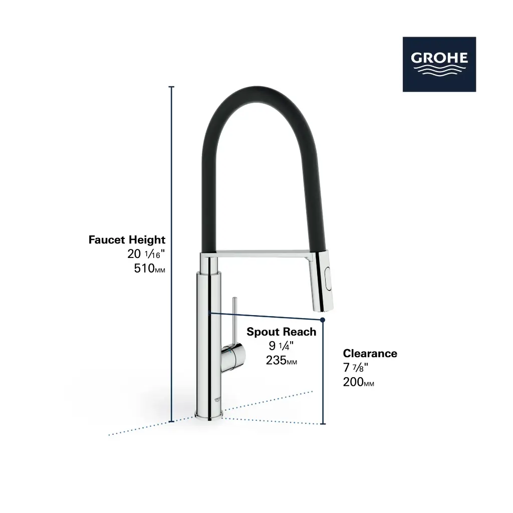 Grohe 314922430 Single Handle Semi-Pro Dual Spray Kitchen Faucet 6.6 L/Min (1.75 Gpm) Matte Black