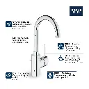 Grohe 32138GN2 Single Hole Single-Handle L-Size Bathroom Faucet 4.5 L/Min (1.2 Gpm) Brushed Cool Sunrise
