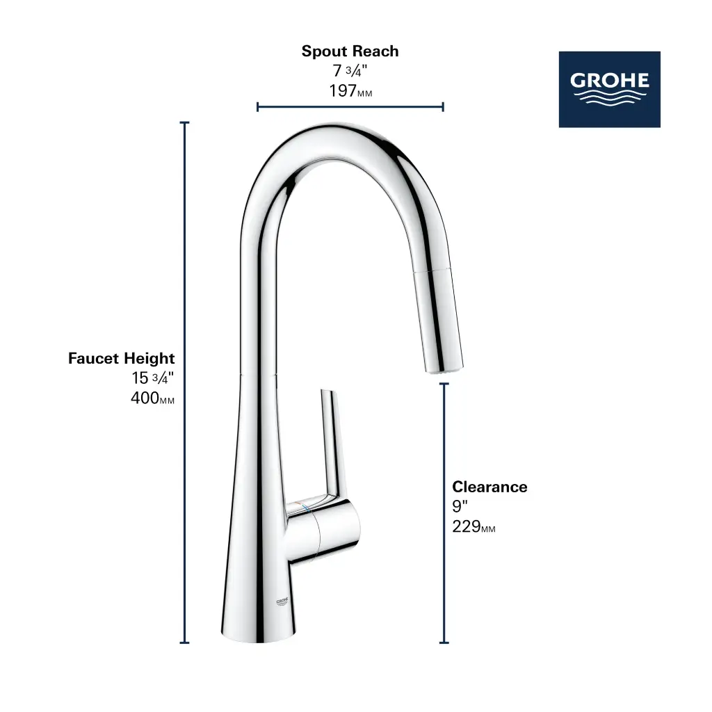 Grohe 322262433 Zedra Dual Spray Pull-Down Kitchen Faucet
