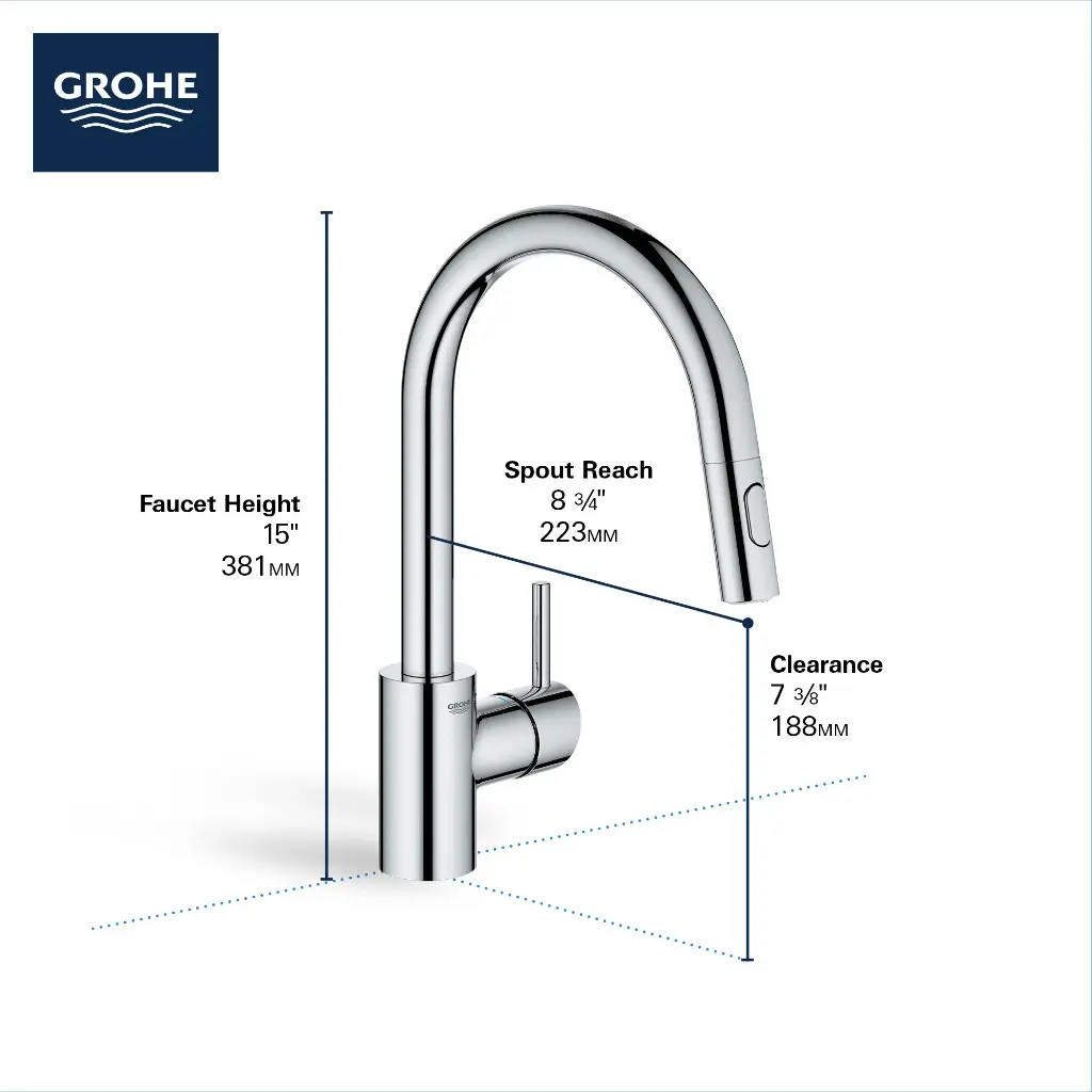 Grohe 326652433 Concetto Dual Spray Pull-Down Kitchen Faucet Matte Black