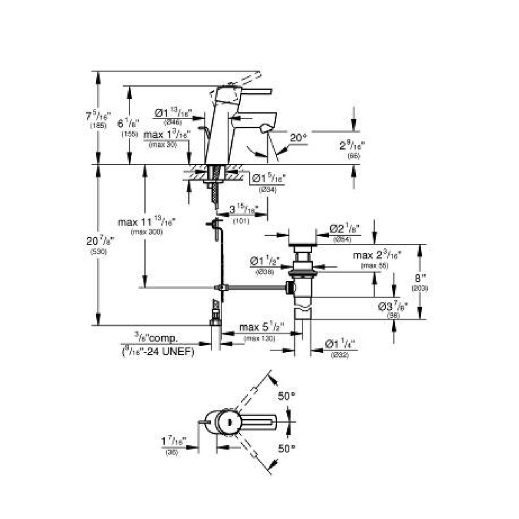 Grohe 34270GNA Single Hole Single-Handle S-Size Bathroom Faucet 4.5 L/Min (1.2 Gpm) Brushed Cool Sunrise