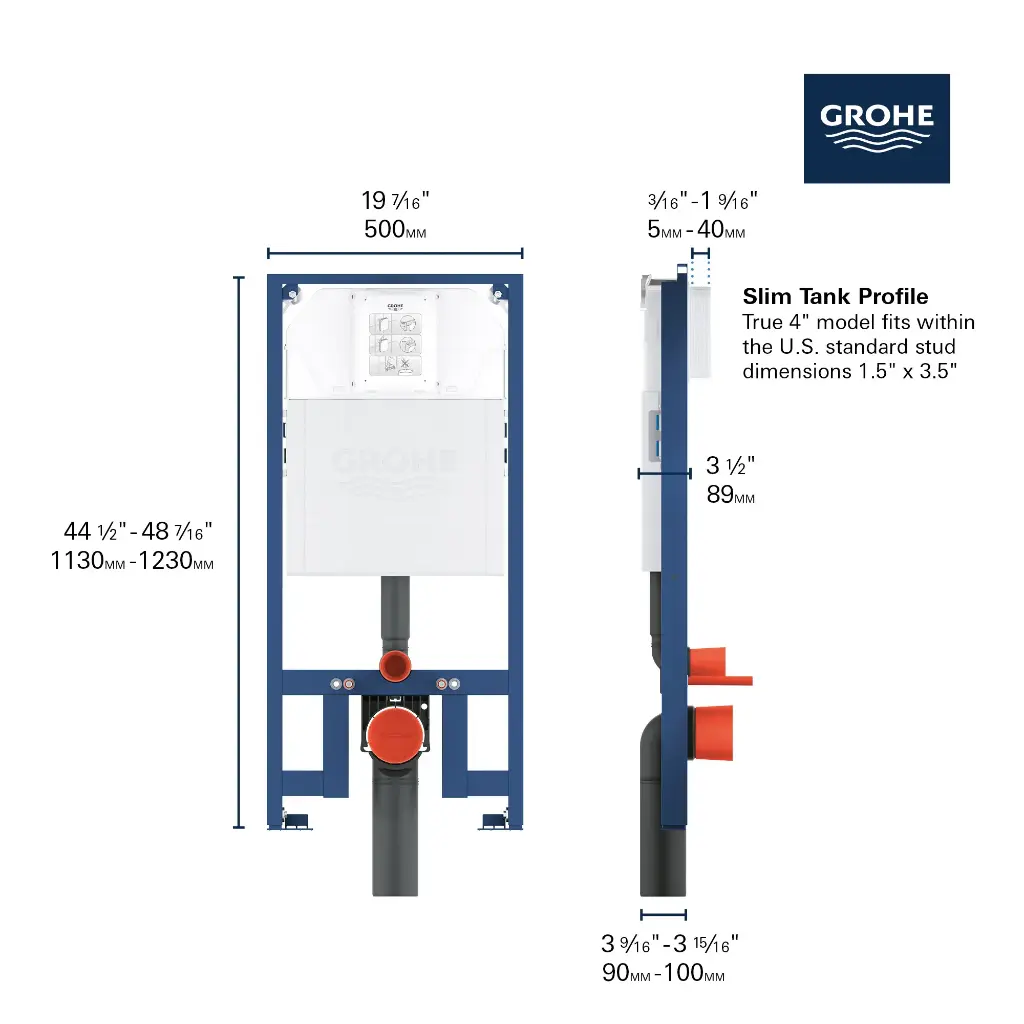 Grohe 39688000 Rapid Sl Slim Wc 6-9 L 1,13M Us Grohe No Finish