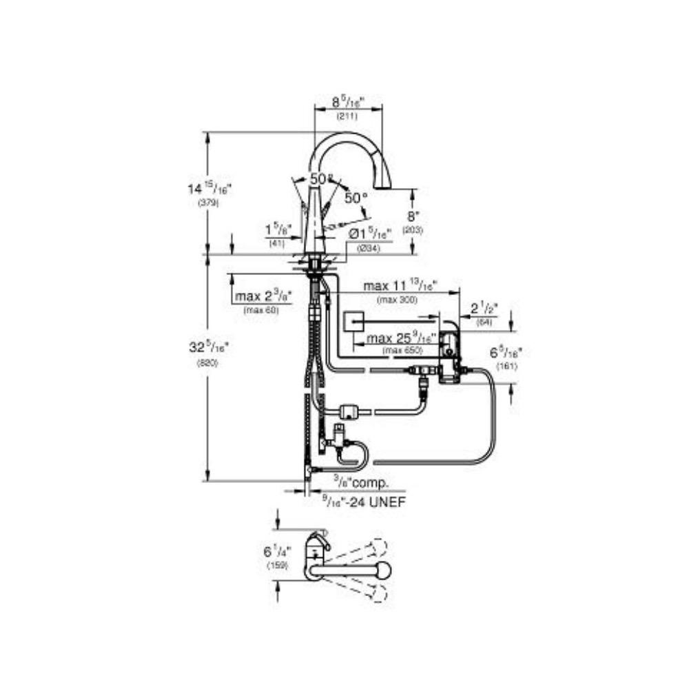 Grohe 30205DC2 Ladylux L2 Touch Triple Spray Pull Down Kitchen Faucet SuperSteel 5