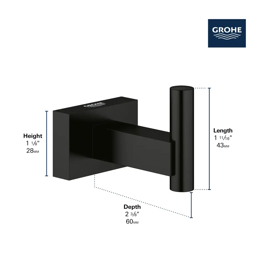 Grohe 40511001 Essentials Cube Robe Hook Chrome