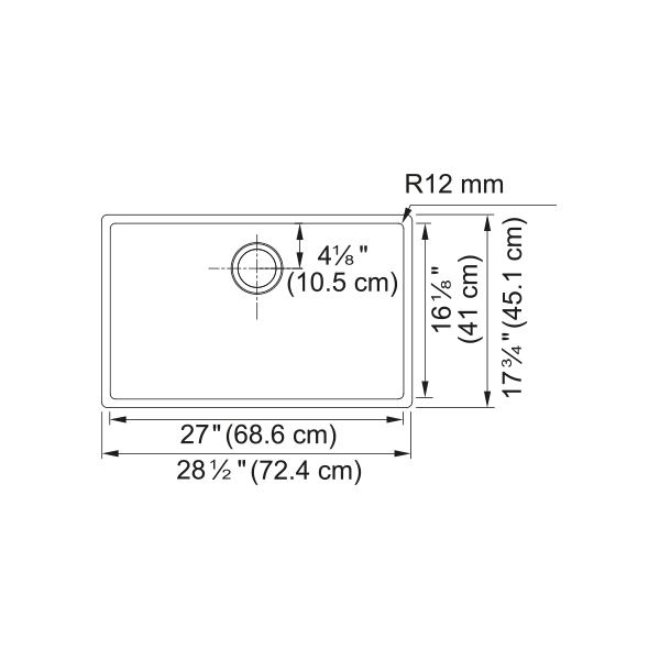 Franke CUX11027-ADA-CA Cube Undermount Sink Single Ss Ada