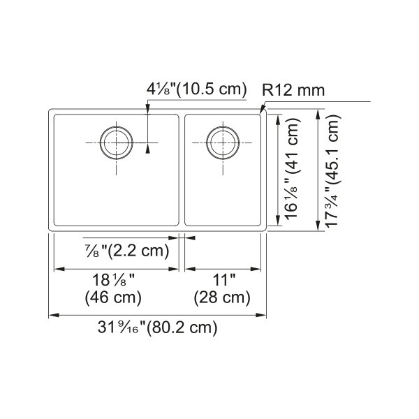 Franke CUX160-CA Cube Double Bowl Undermount Sink Combination SS