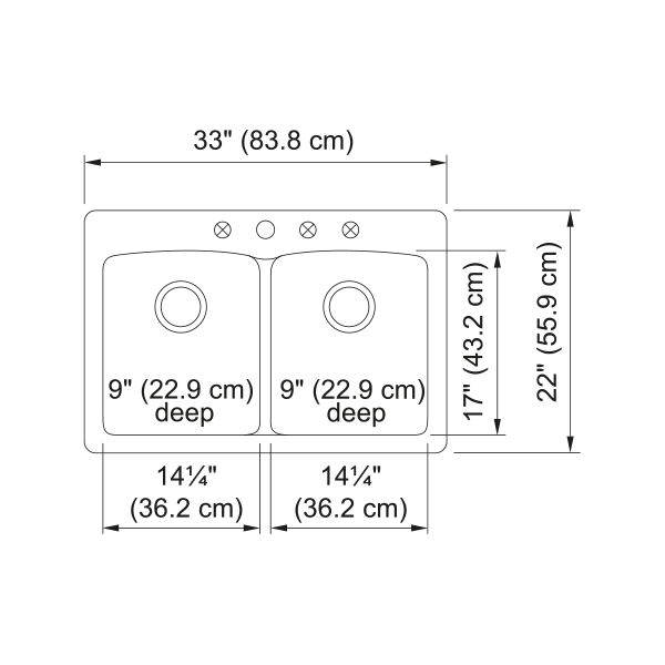 Franke EDDB33229-1-CA Ellipse Granite Dual Mount Sink Double Espresso/ Mocha