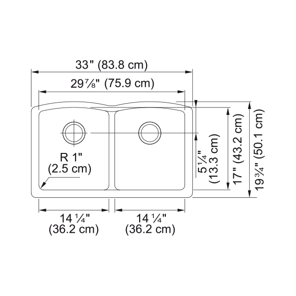 Franke ELG120ONY-CA Ellipse Granite Undermount Sink Double Onyx