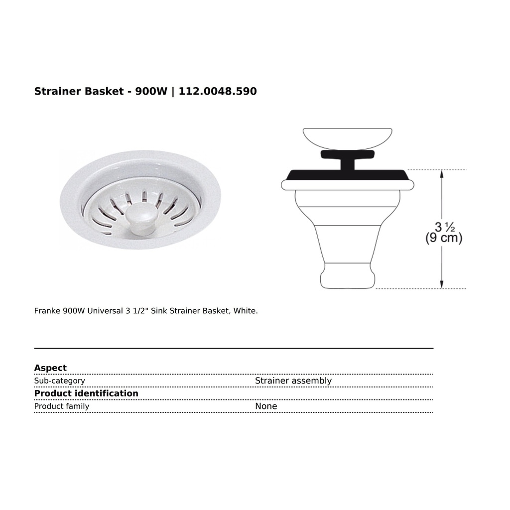 Franke 900W White Waste Fitting