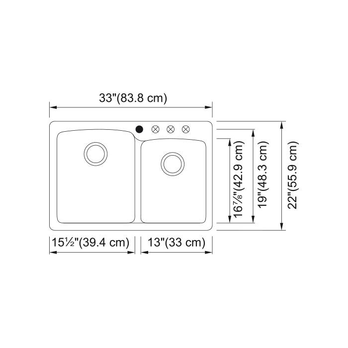 Franke EODB33229-1-CA Ellipse Granite Dual Mount Sink Double Espresso/ Mocha