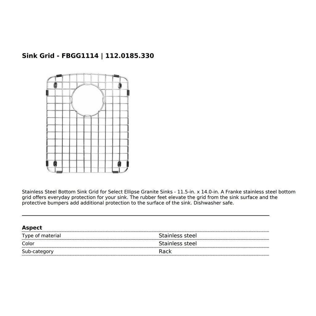 Franke FBGG1114 Bottom Grid Ellipse Granite