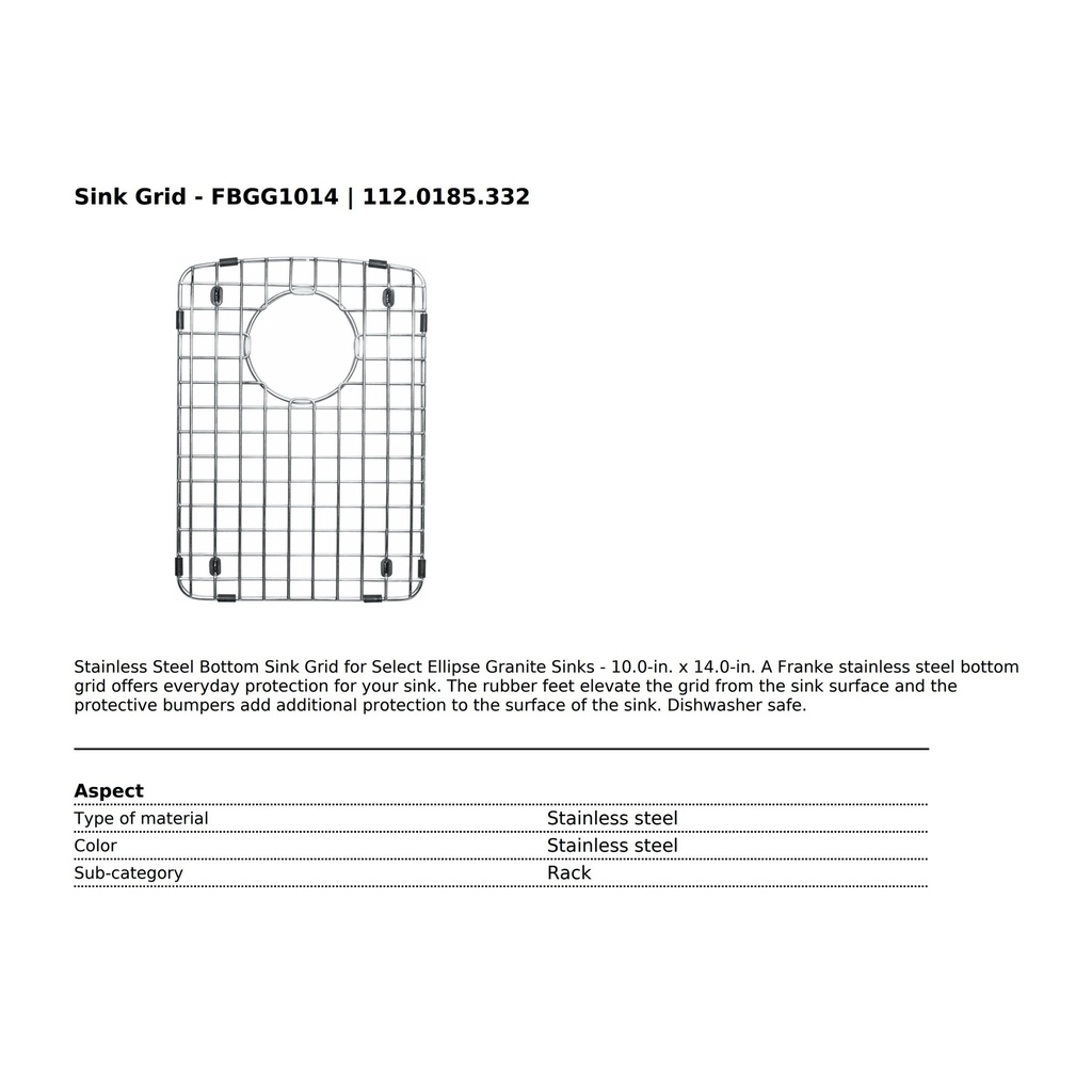 Franke FBGG1014 Bottom Grid Ellipse Granite