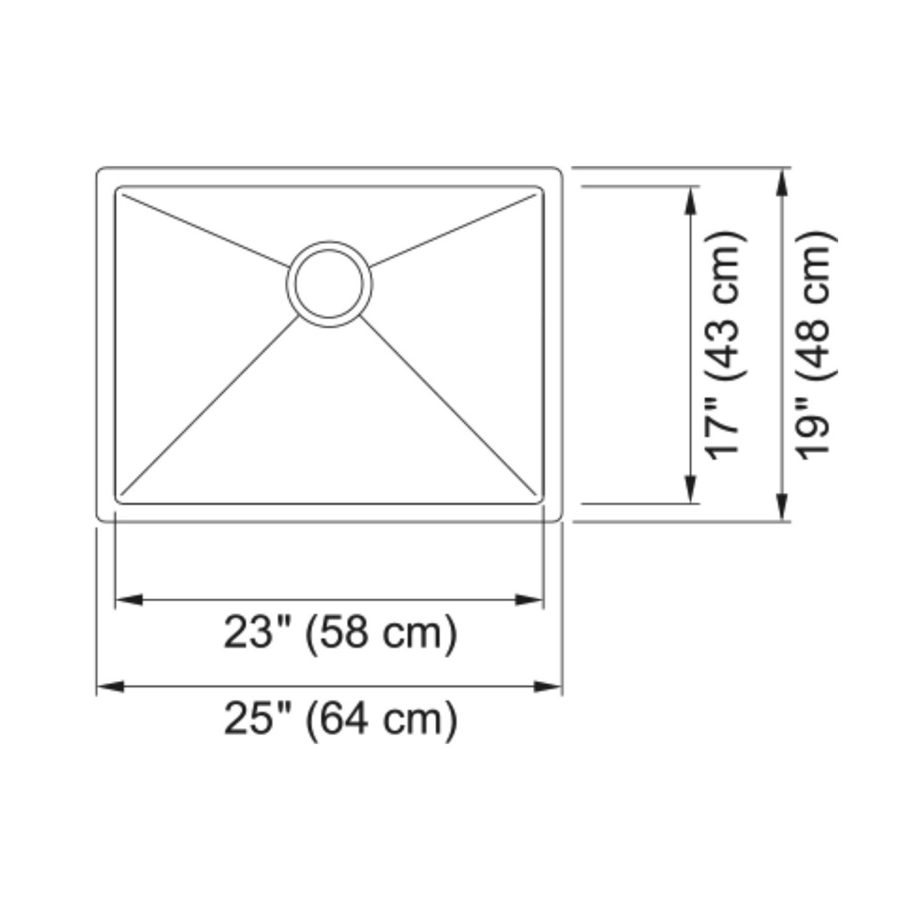 Franke ODX110-2310-316 Laundry Sink 18 Ga Stainless Steel Type 316 Including Waste Fitting 10" Deep