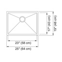 Franke ODX110-2310-316 Laundry Sink 18 Ga Stainless Steel Type 316 Including Waste Fitting 10" Deep