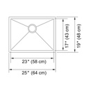 Franke ODX110-2312-316 Laundry Sink 18 Ga Stainless Steel Type 316 Including Waste Fitting 12" Deep