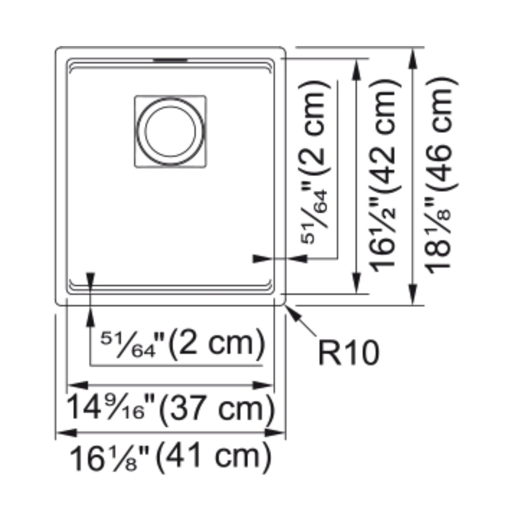 Franke PKG110-14ON Peak Granite Single Bowl Sink Onyx