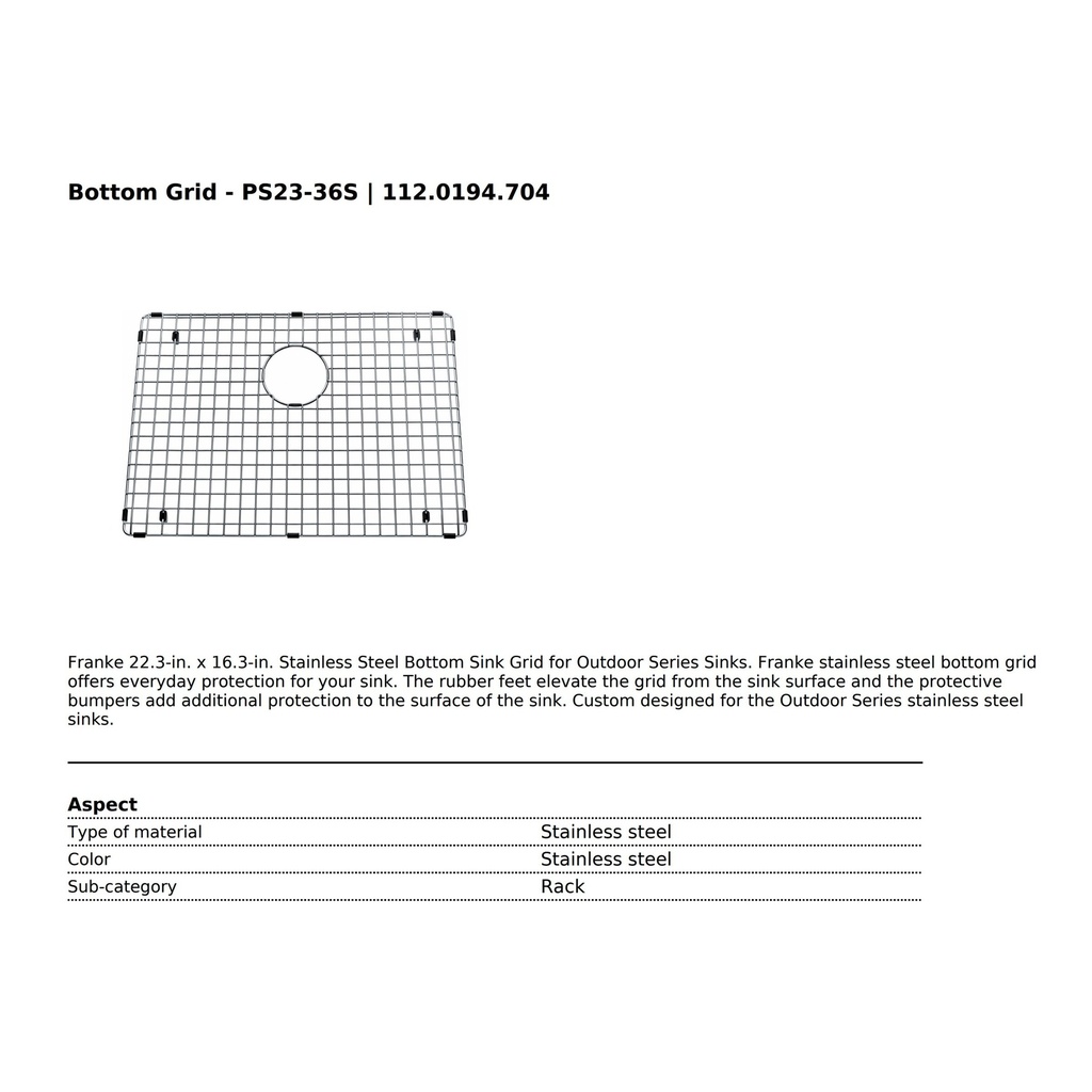 Franke PS23-36S Wire Grid Professional Series